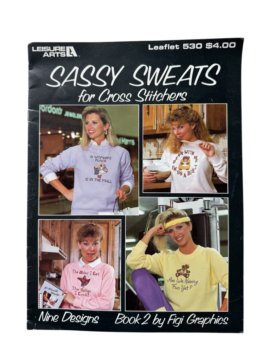 Vintage Sassy Sweats for Cross Stitchers Design Leaflet 9 Designs 1987 Funny 530